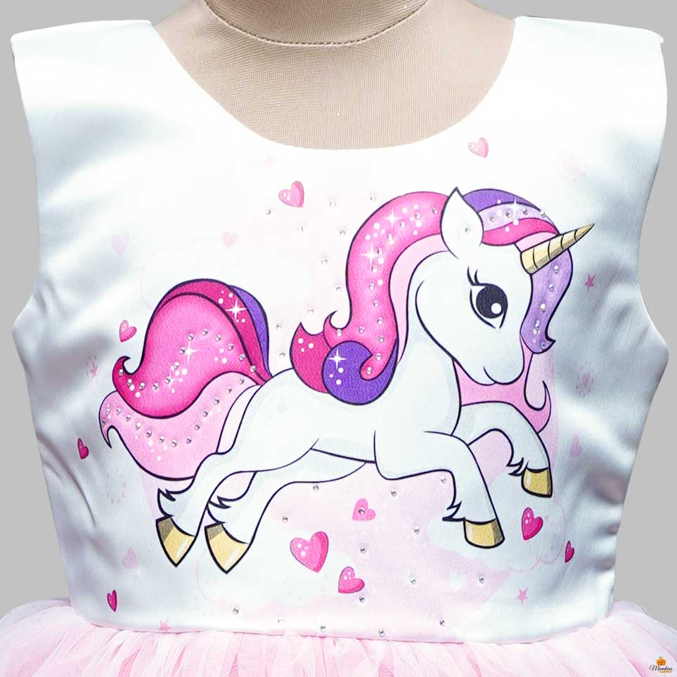 Multi Unicorn Gown for Girls Close Up View