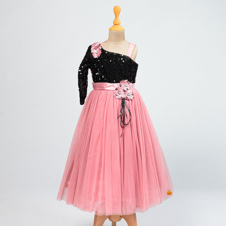 Black & Onion Sequin Girlish Gown Front View