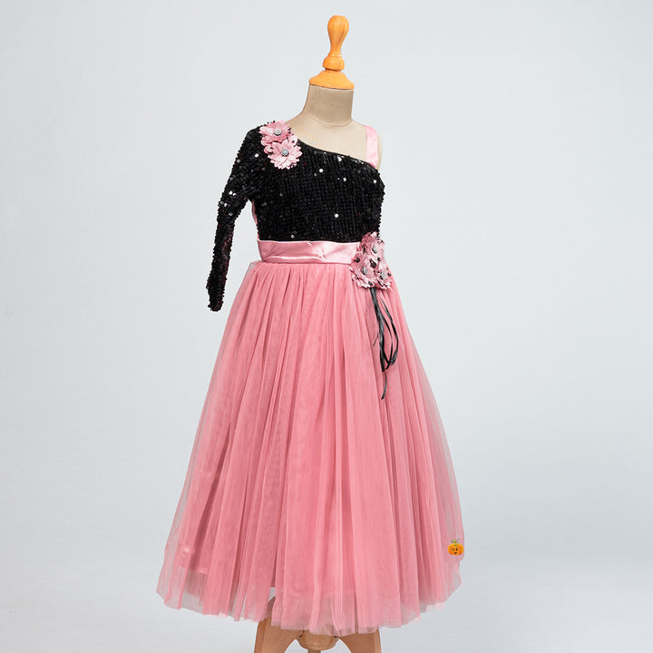 Black & Onion Sequin Girlish Gown Side View