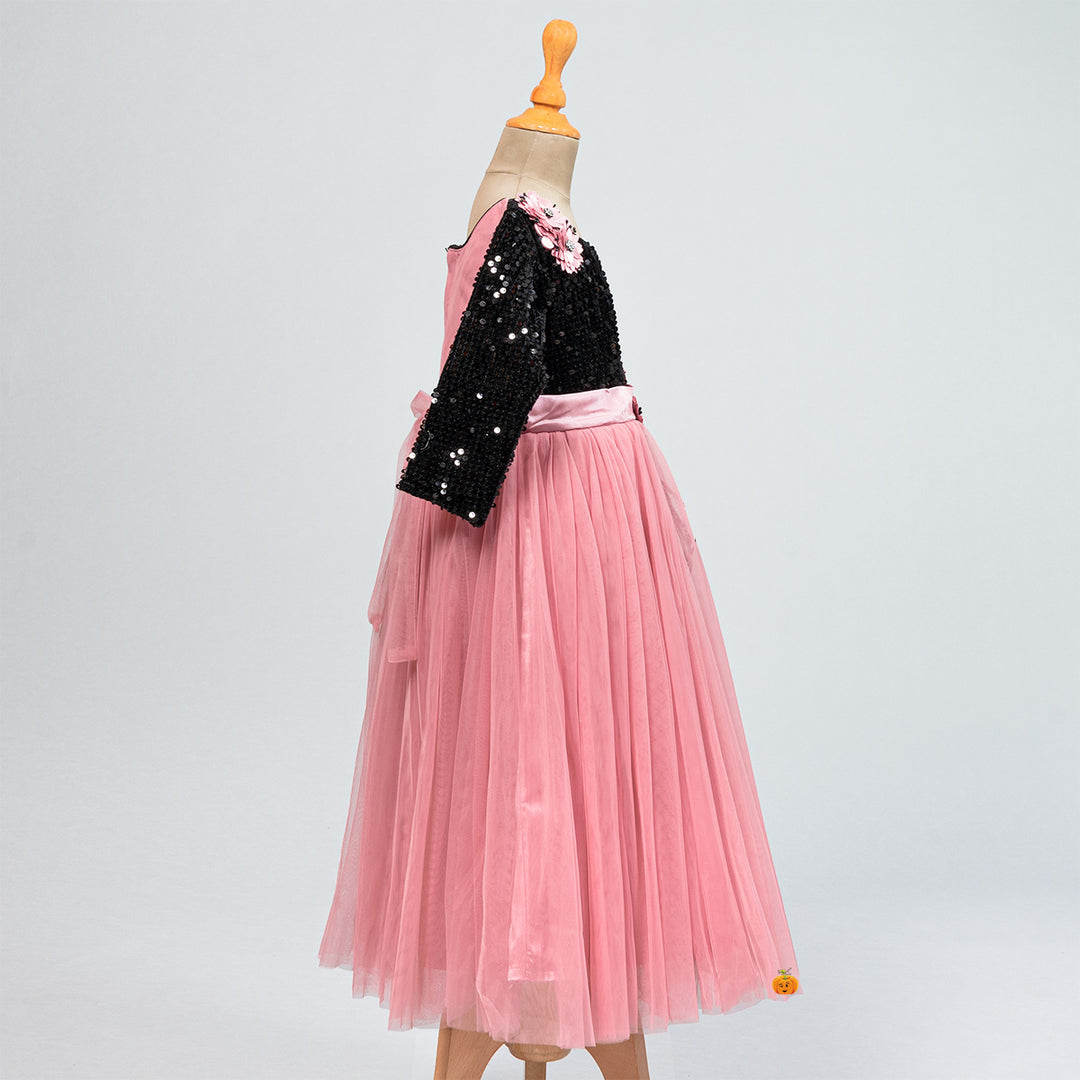 Black & Onion Sequin Girlish Gown Side View