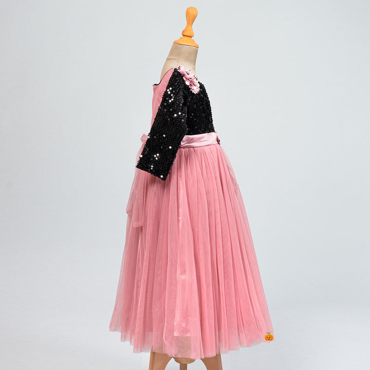 Black & Onion Sequin Girlish Gown Side View