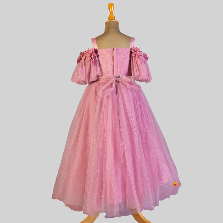 Off Shoulder Onion Long Girls Gown Back View