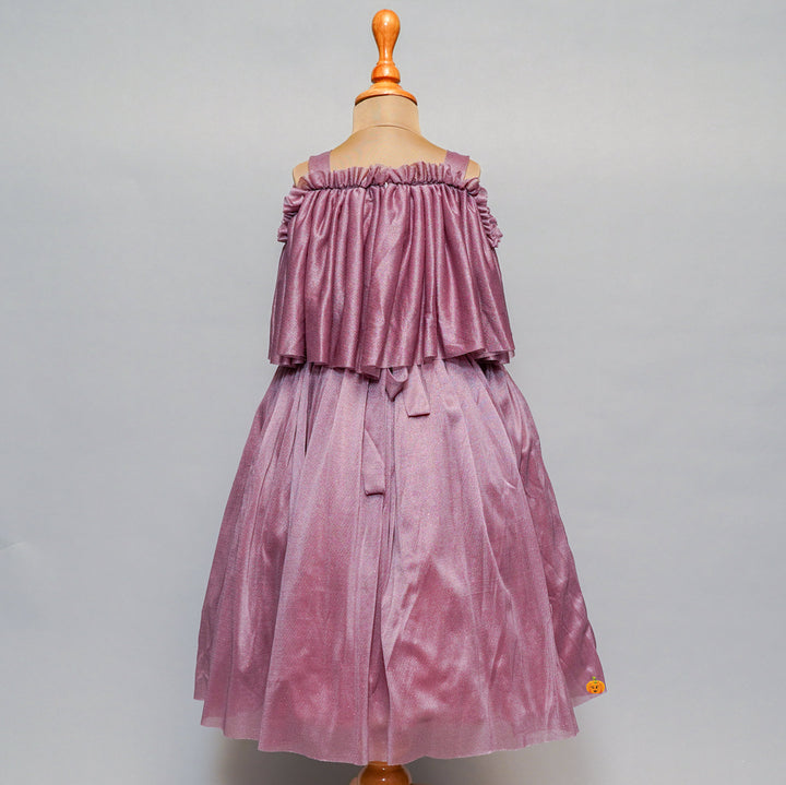 Purple & Pink Party Wear Girls Gown Back View
