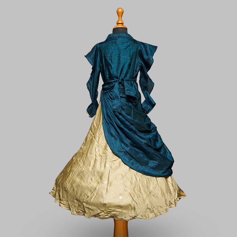 Dark Green Party Long Gown for Girls Back View
