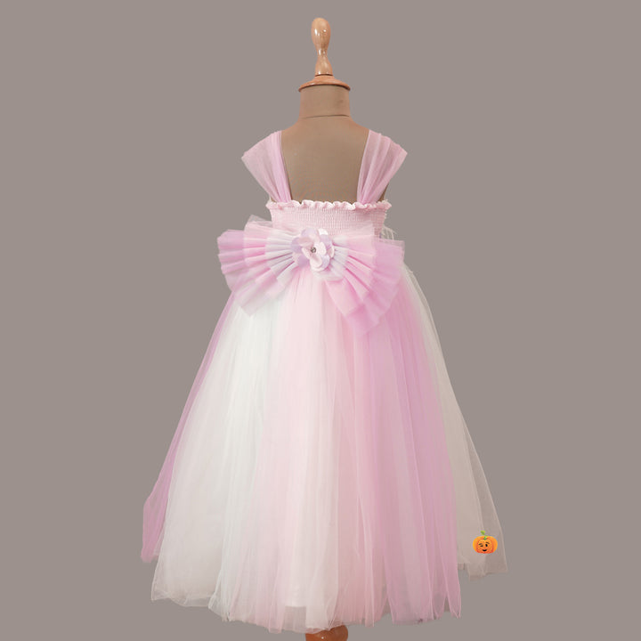 Party Wear Girlish Gown with Sequin & Flower Design Back View