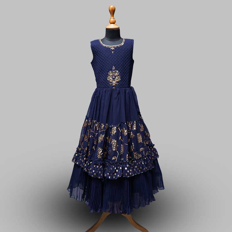 Navy Blue Gown for Girls 