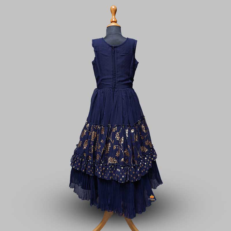 Navy Blue Gown For Girls Back View