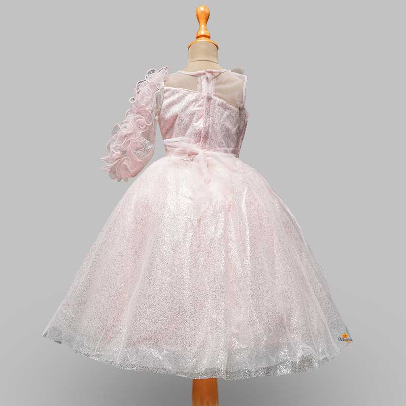 Pink Long Gown For Kids Back View