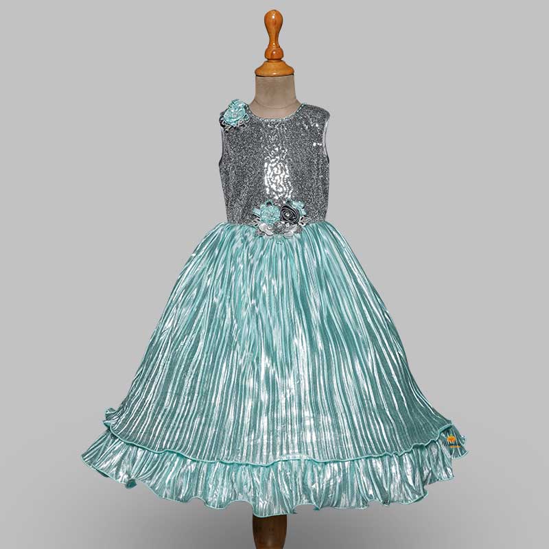 Onion & Sea Green Long Gown For Kids