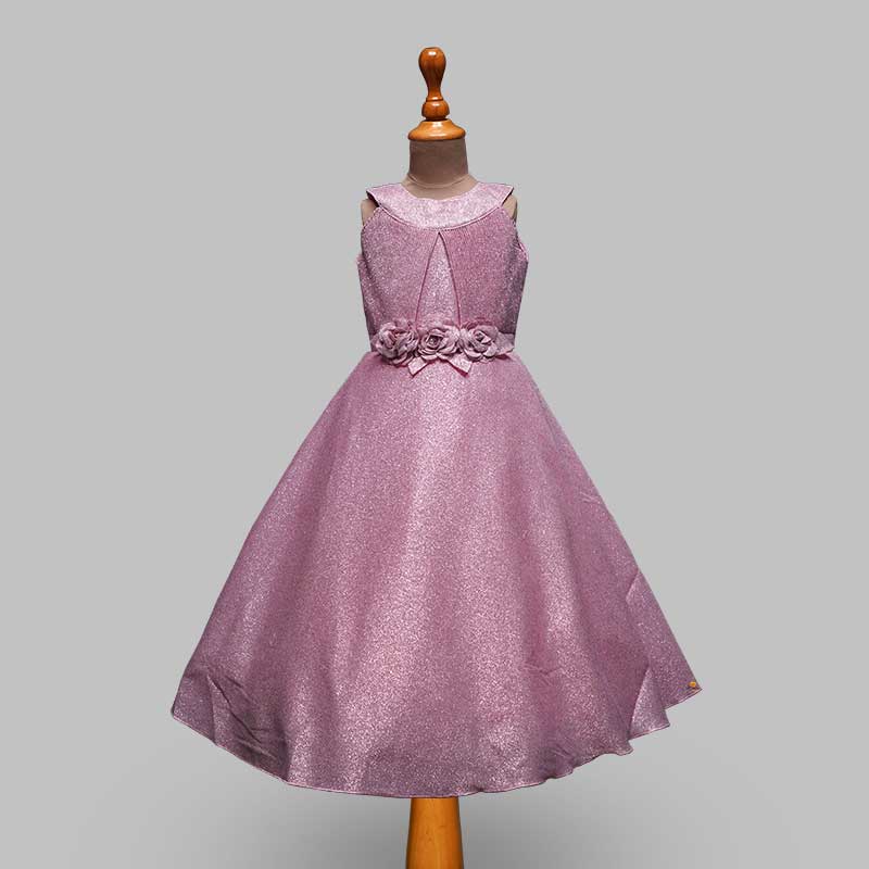 Gown For Girls With Glitter Pattern Front View