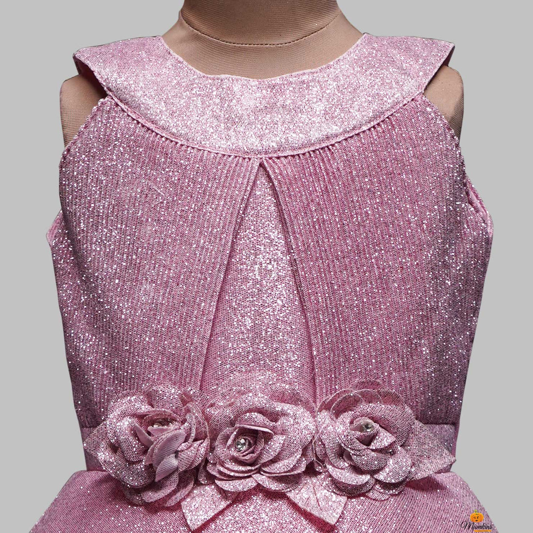 Gown For Girls With Glitter Pattern Close Up View