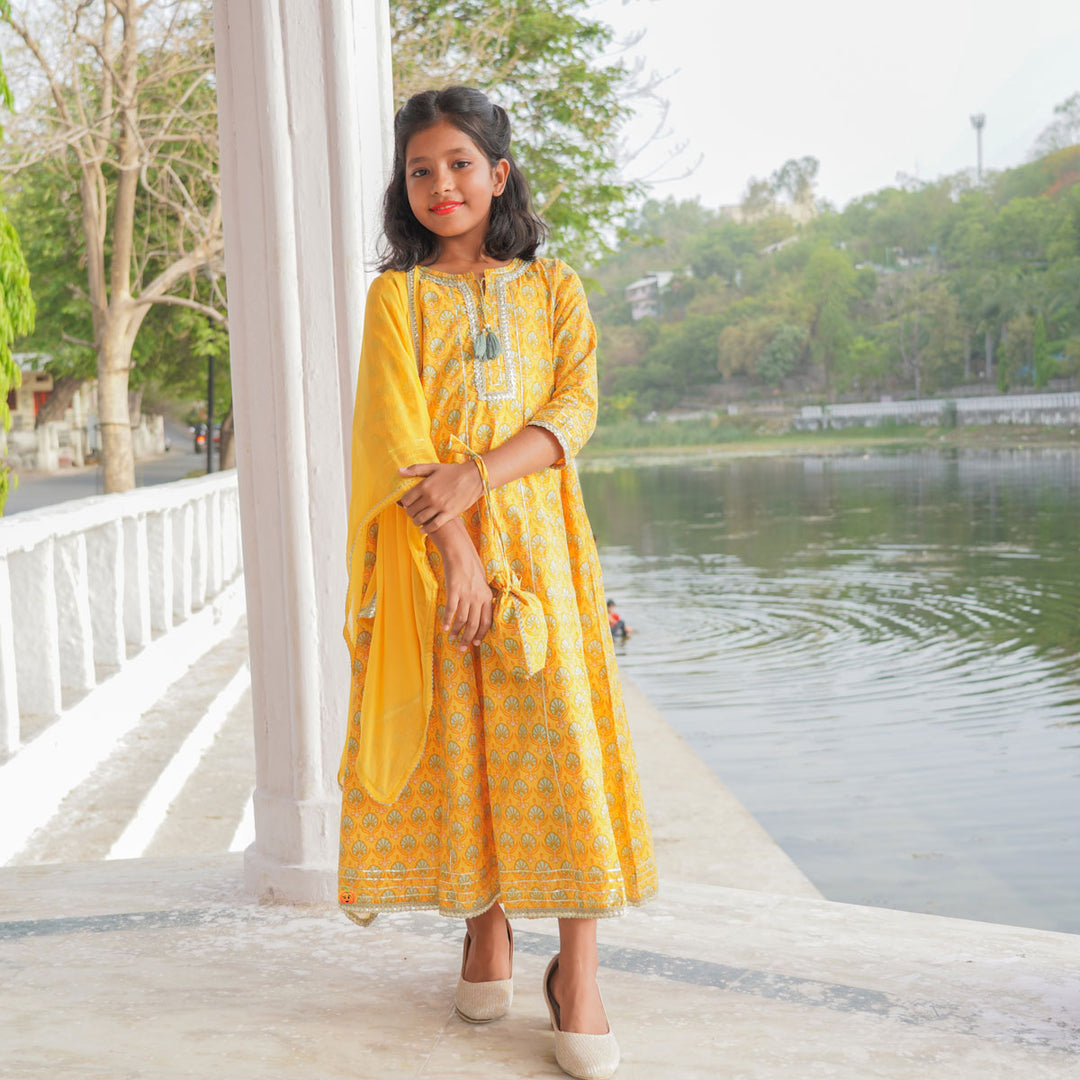 Yellow Girls Gown Dress