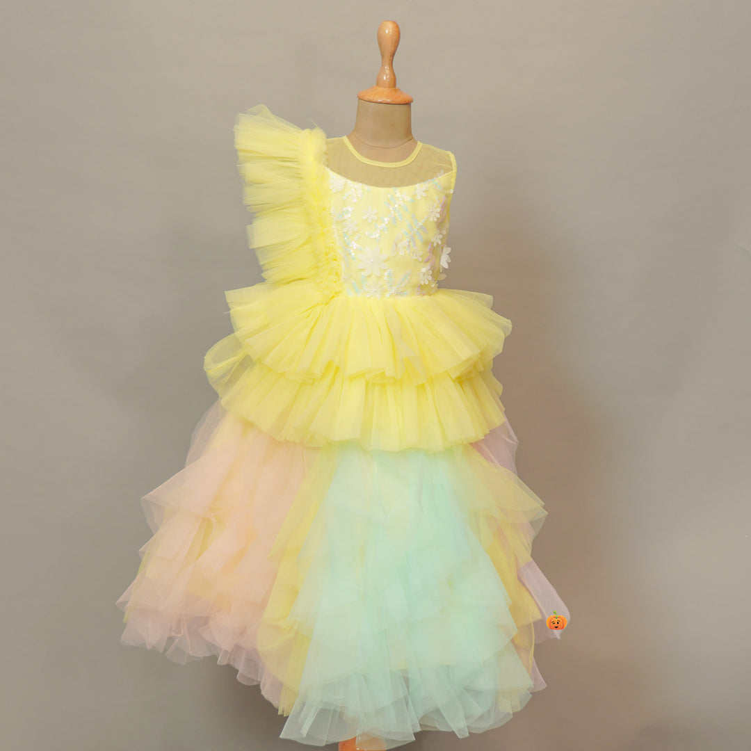 Multi Layered Party Gown for Girls Front View