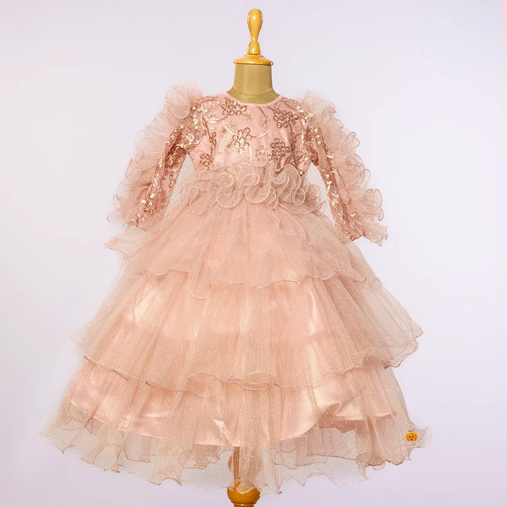 Light Onion Layered Girls Gown Front View