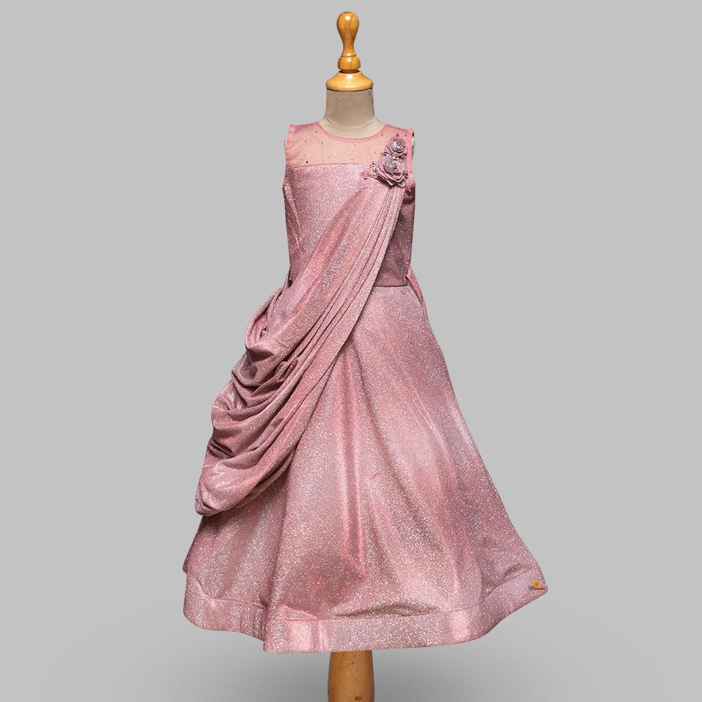 Onion Gown for Girls with Attached Dupatta Front View
