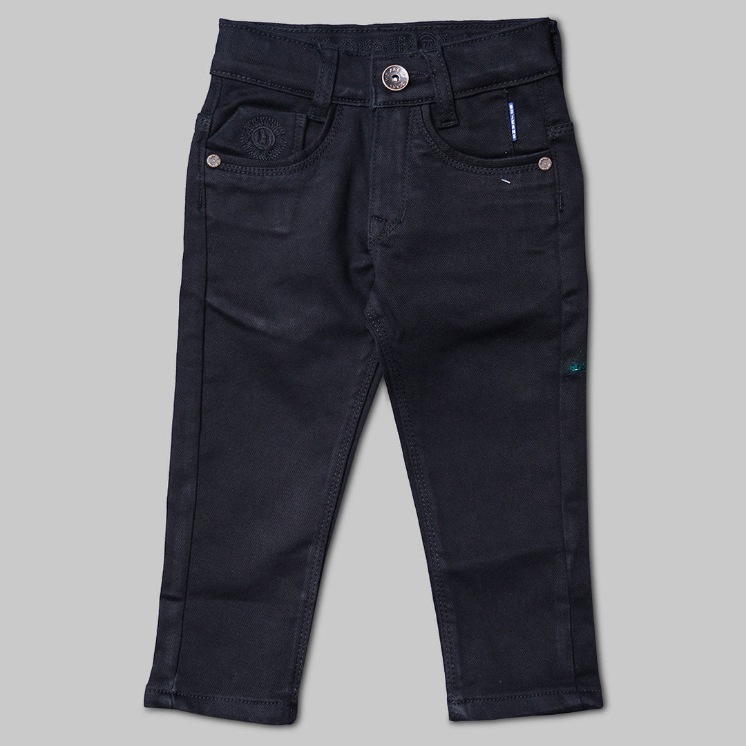 Black Solid Jeans for Boys Front 