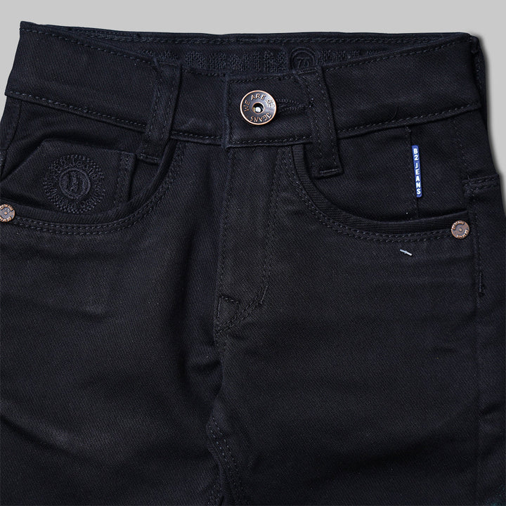 Black Solid Jeans for Boys Close Up 