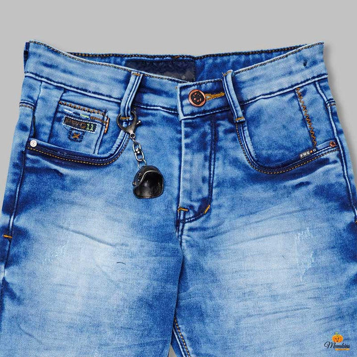 Blue & Grey Sheded Jeans for Boys Close Up