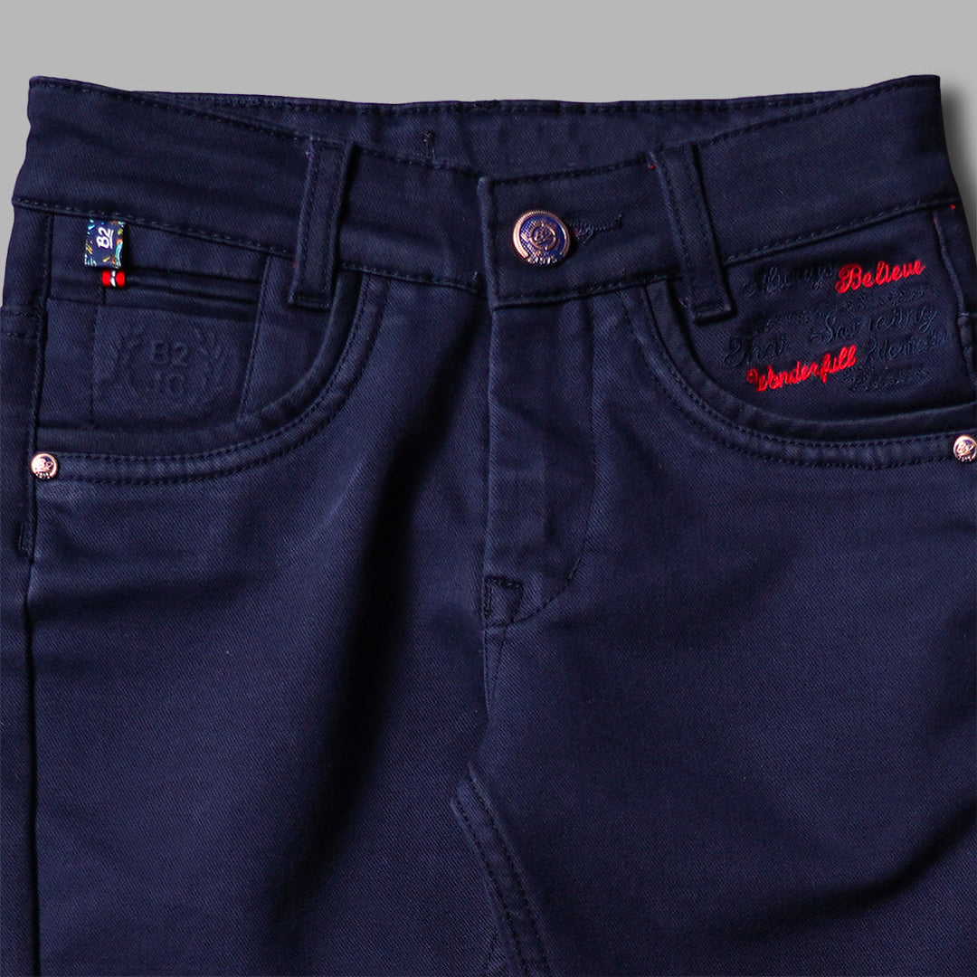 Navy Blue Jeans for Boys Close Up View