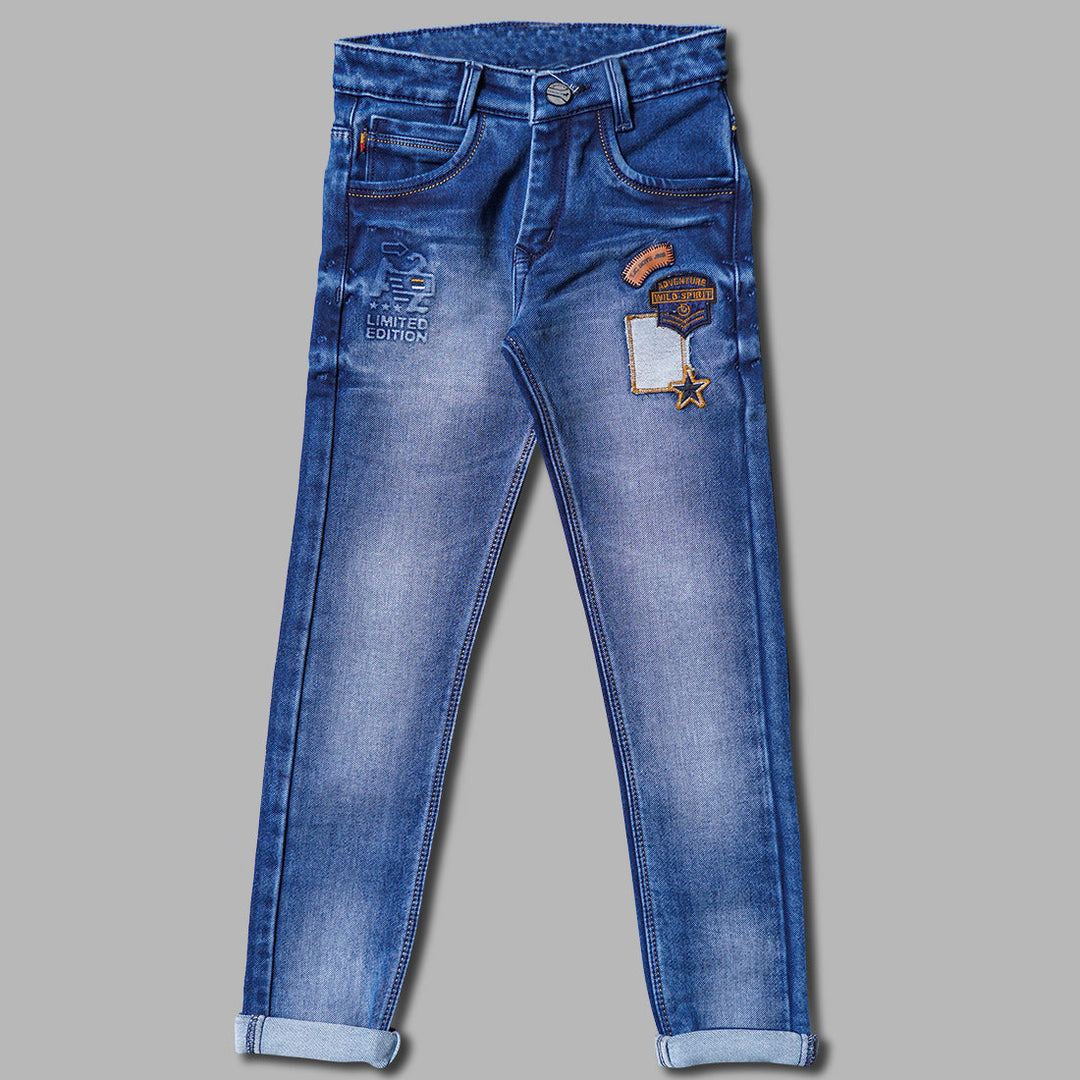 Dark & Light Blue Jeans for Kids Front 