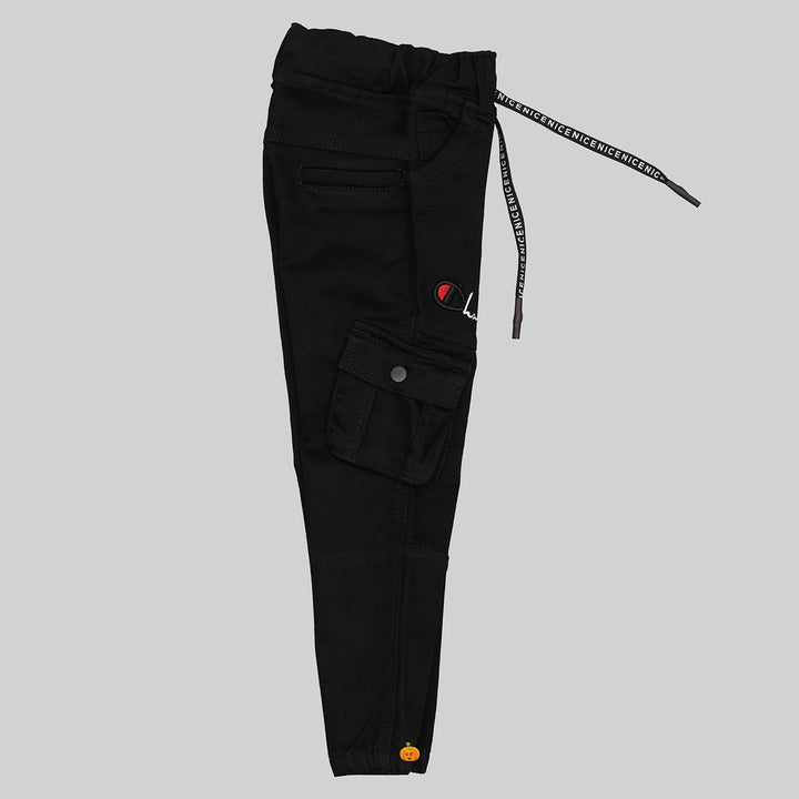 Black Elastic Waist Boys Jeans Full View