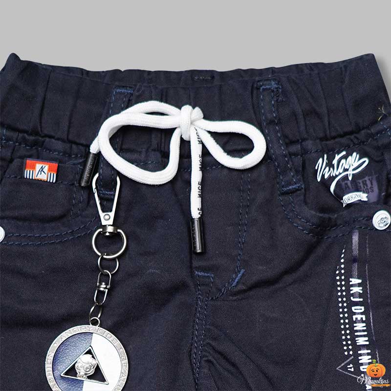 Blue Six Pocket Jeans for Boys Close up View