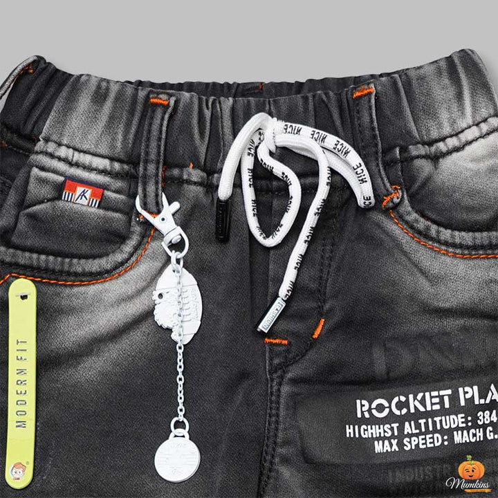 Jeans For Boys And Kids With An Elastic WaistBLACK