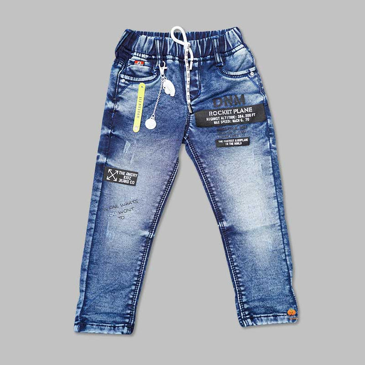 Jeans For Boys And Kids With An Elastic WaistBLUE
