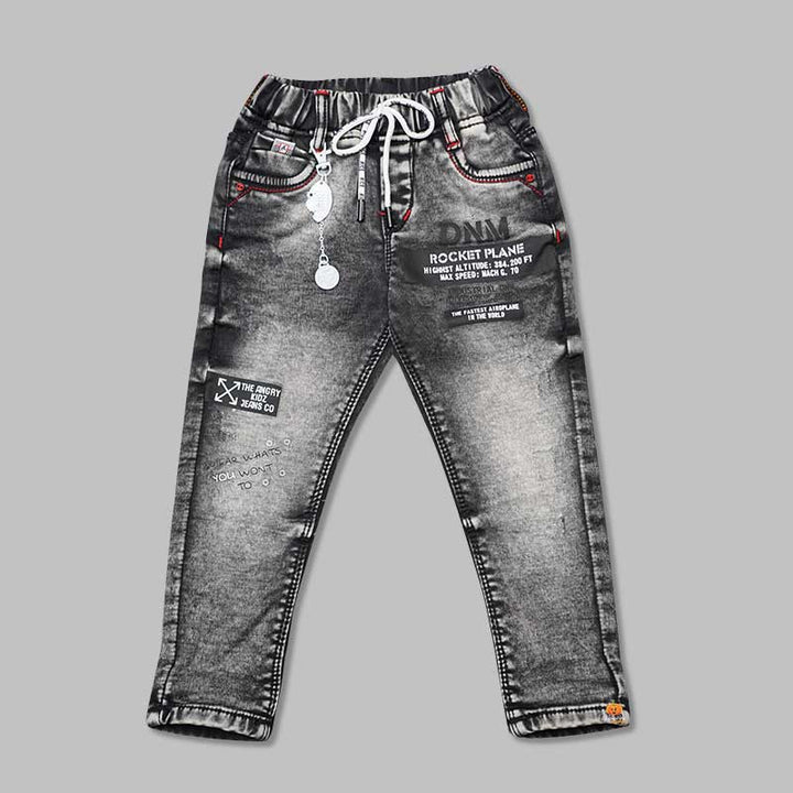 Jeans For Boys And Kids With An Elastic WaistGREY