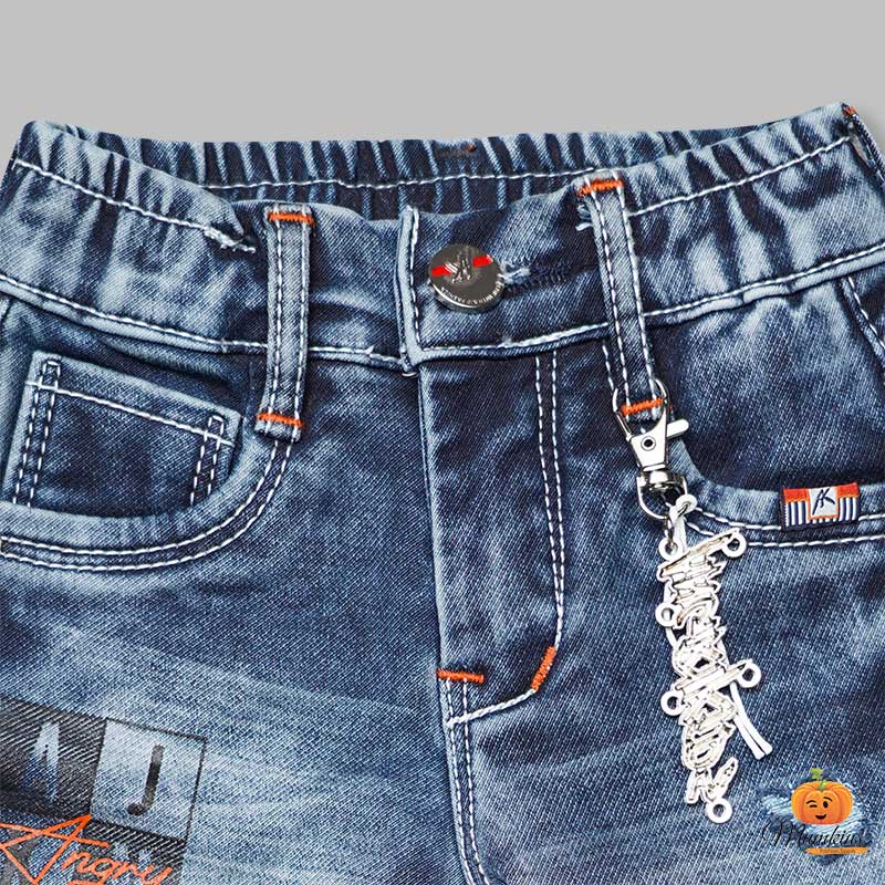 Blue & Grey Denim Jeans for Boys Close Up 