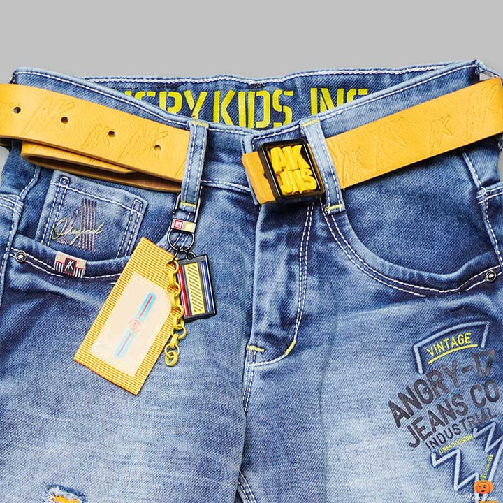 Ripped Pattern Jeans for Boys Close Up 