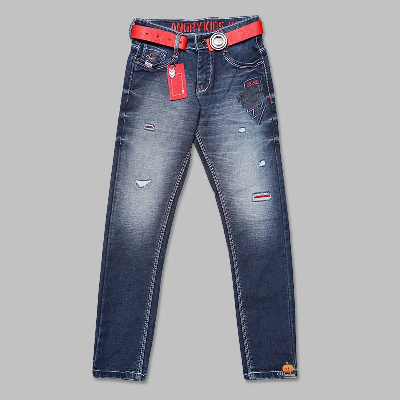 Ripped Pattern Jeans for Boys Front 