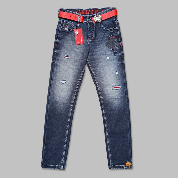 Ripped Pattern Jeans for Boys Front 