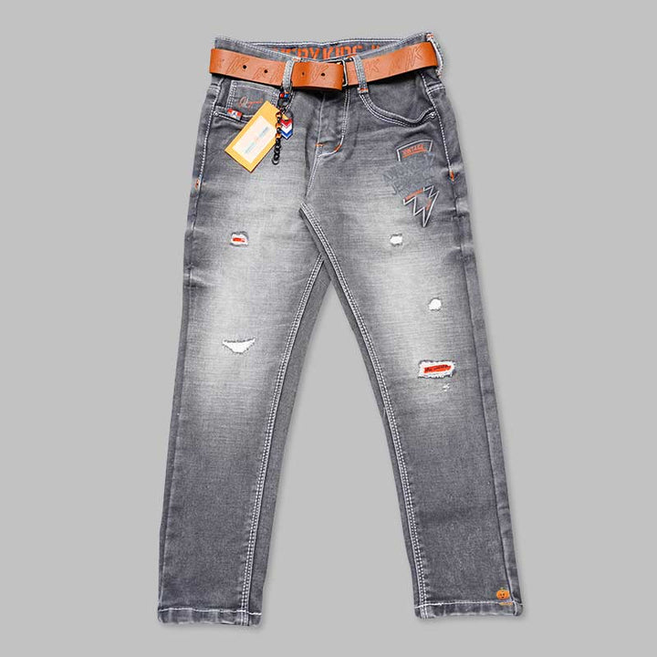 Ripped Pattern Jeans for Boys Front 