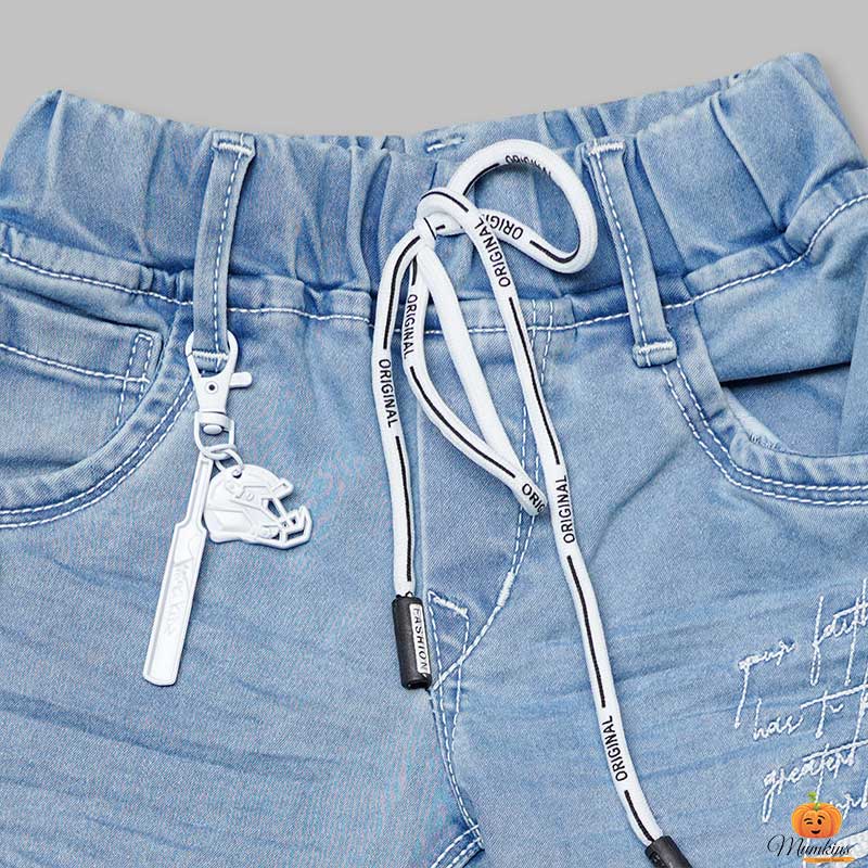 Drawstring Denim Jeans for Boys Close Up