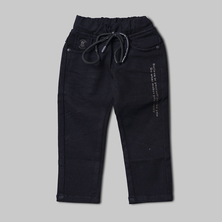 Black Drawstring Boys Jeans Front 