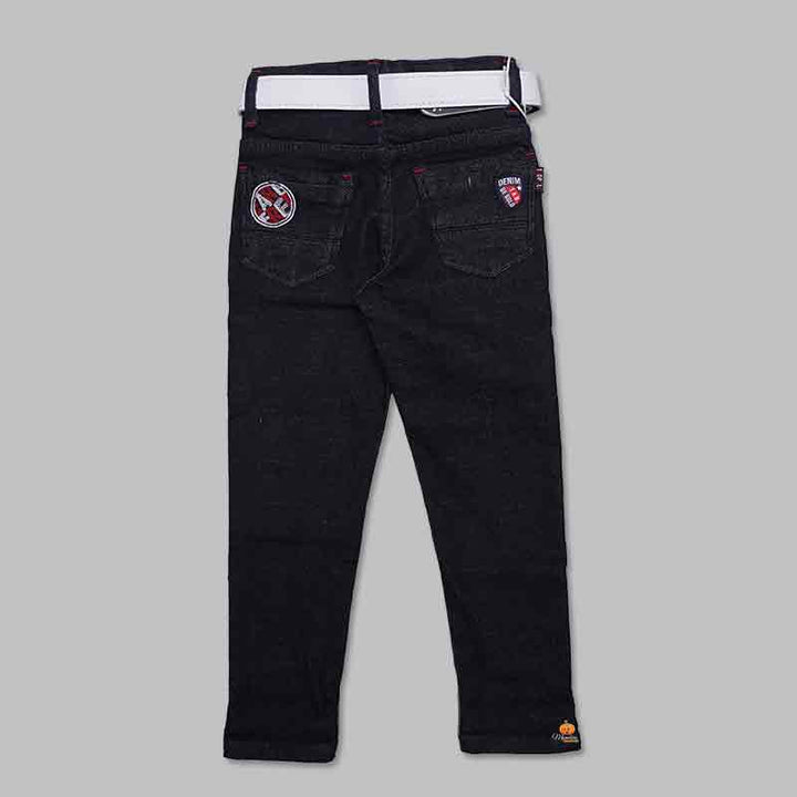 Black Boys Jeans With Belt For Kids