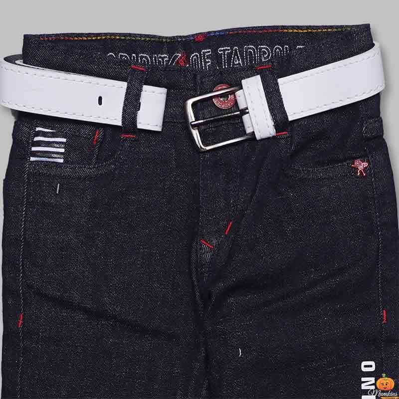 Black Boys Jeans With Belt For Kids