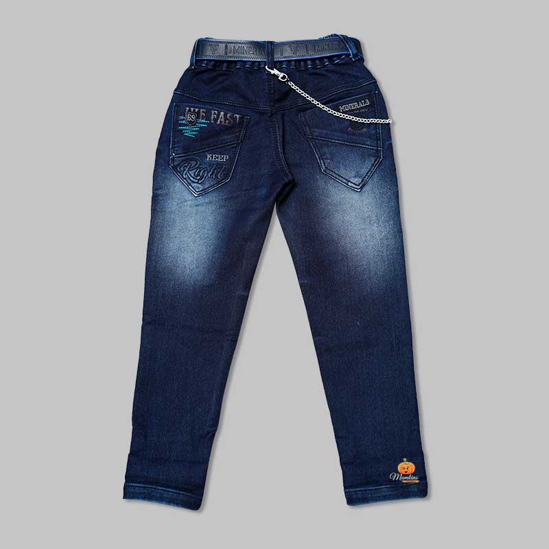 Blue Jeans for Boys with Ripped Pattern Back View