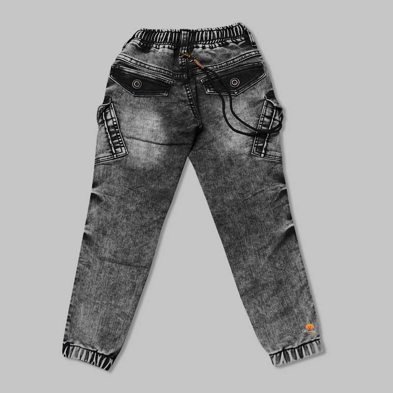 Jeans For Boys And Kids With White Shaded Pattern Back View