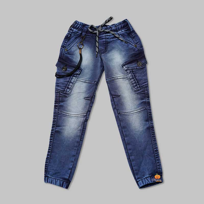 Jeans For Boys And Kids With White Shaded Pattern Front View