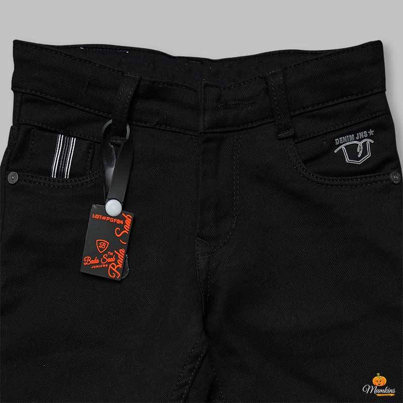 Black Solid Jeans for Boys Close Up