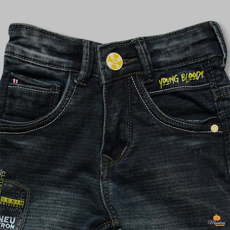 White Sheded Jeans for Boys Close Up