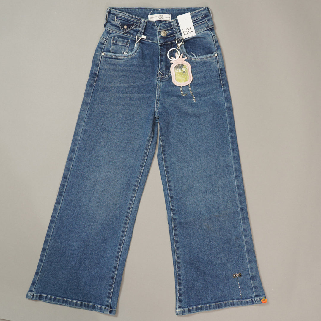Solid Denim Jeans for Girls Front View