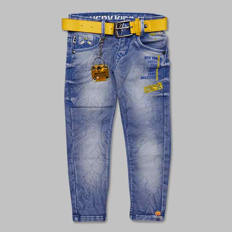 Jeans For Boys And Kids With Colored Belt - Main Image