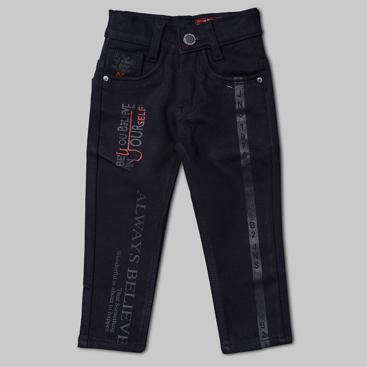 Calligraphic Print Jeans Pant For Boys