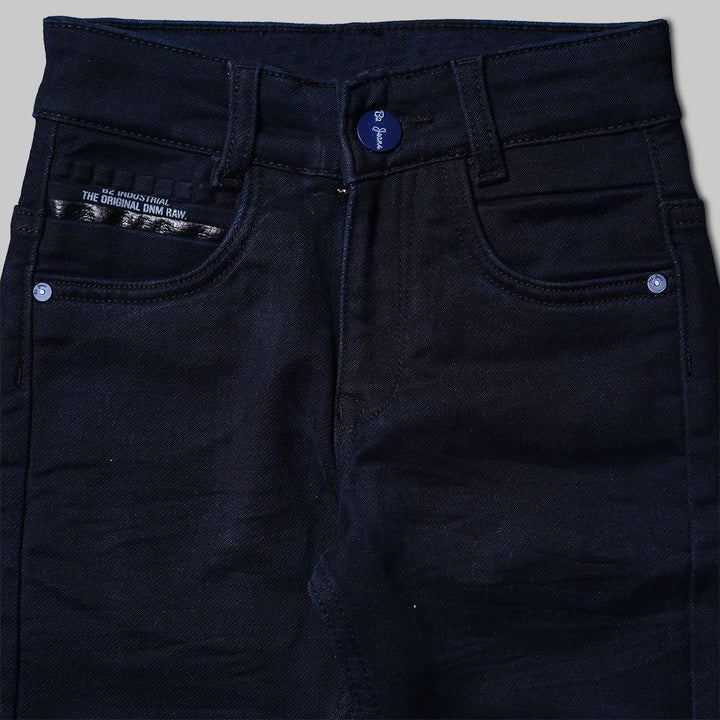 Navy Blue Solid Jeans Pant Close Up