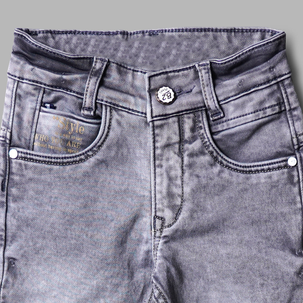 Stylish White Shaded Boys Jeans Close Up