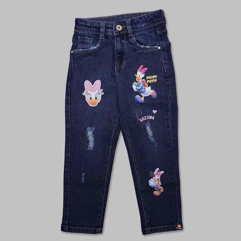 Printed Girls Jeans In Various Color Shades