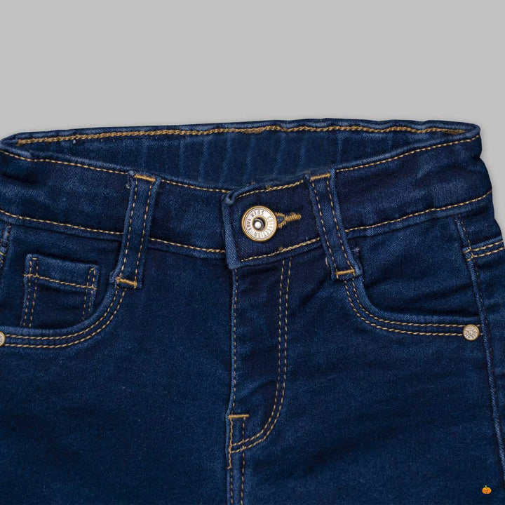 High-waist Denim Jeans for Girls Close Up View